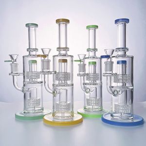 5 mm d'épaisseur en verre Bong Birdcage Perc Narguilés Dab Rig Double Stéréo Matrix Oil Rigs Bongs Avec Herbe Sèche Fumer Pipes Bol Pipe À Eau Cire Verte Tube Droit LBLX210401