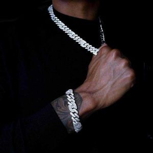 Populaire Rappeur Hommes Prong Chaîne Cubaine 12mm Iced Out 925 Sterling Silver Moissanite Cuban Link Bracelet