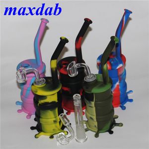 Silicone Hookah Bongs Silicon Oil Dab Rigs Pipes Avec Clear 4mm 14mm Male Quartz Banger Nails fumer pipe à eau