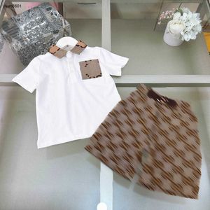 Survêtements populaires bébé T-shirt ensemble vêtements de marque pour enfants Taille 100-150 CM enfant POLO et short imprimé lettre kaki 24Feb20