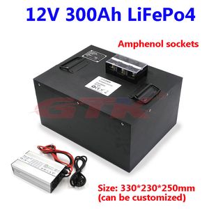 Batterie LiFepo4 Portable 12V, 300ah, avec BMS, pour stockage d'énergie, alimentation électrique extérieure, caravanes, camping-cars, chargeur 20a