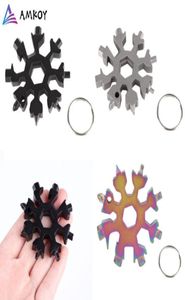 Portable 18 en 1 Mini-outil Mini outil Snowflake Multi Pocket Tool Keyring Key Ring Spanner Hex Camp survive Outdoor8977661