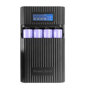 Portable 18650 4 SLOT POWER BANK CASE PRÉPIDENT 5V 2A Charge rapide, double sortie de port USB et écran LCD pour téléphone mobile / tablette