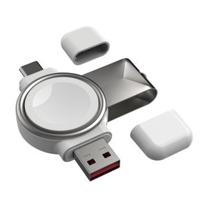 Cargador inalámbrico portátil 2 en 1 para iWatch Estación de acoplamiento de carga rápida magnética Tipo C USB para Apple Watch Series 7 6 SE 5 4 3 2 en caja minorista