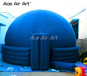 Carpa de pantalla planetario inflable azul portátil de 360 grados/cúpula de película de cine de proyección inflable con 4 anillos para espectáculo de exhibición científica