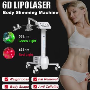 Portable 6D Laser Lipo Minceur Machine Perte De Poids Graisse Réduire Anti Cellulite 532nm 635nm Rouge Vert Lumière Laser 8 Pouces Écran Tactile Équipement De Beauté Salon Utilisation À Domicile