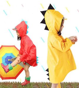 Portátil Niños Niñas A prueba de viento Impermeable Poncho usable Niños Lindo dinosaurio en forma de capucha Niños Amarillo Rojo Impermeables DH07523408310