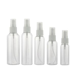 Portable Clear Travel Botellas de spray vacías 10ml 20ml 30ml 50ml 60ml 80ml 100ml Plástico PET Perfume cosmético Atomizador Vial DHL Shipp gratuito Qijx