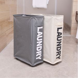 Portable Dirty Laundry Basket with Wheels Iron Frame Dirty Clothes Organizer Bag Large Capacity Foldable Laundry Pouch Y200111