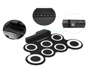 Tambour électronique portable numérique USB 7 tampons rouleau de tambour ensemble kit d'oreiller de tambour électrique en silicone avec pilons pédale 2106737