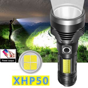 Lampe de poche portable Nouvelle lampe de poche P50 Usb Rechargeable Flash Light Cob Led Lampe de poche multifonctionnelle avec Power Bank J220713