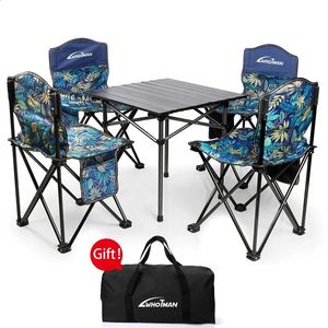 Juego de mesa y silla plegable portátil, aleación de aluminio, acero al carbono, silla para acampar, mesa, muebles de jardín al aire libre, conjunto 240124