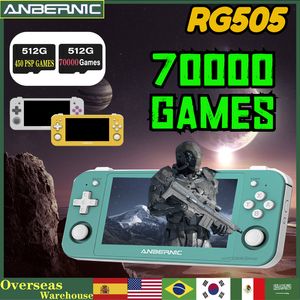 Reproductores de juegos portátiles 512G ANBERNIC RG505 70000 Juegos Consola portátil Juego Android 12 4.95 pulgadas Pantalla táctil OLED T618 Actualización Regalo para amigo Retro 230715