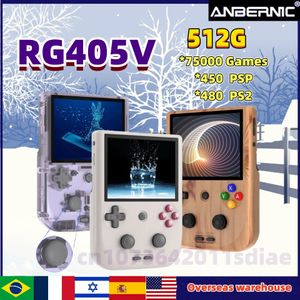 Reproductores de juegos portátiles ANBERNIC RG405V Android 12 Consola portátil 4 pulgadas IPS Pantalla táctil Tiger T618 Reproductor de 64 bits 512G PSP PS2Game 231120