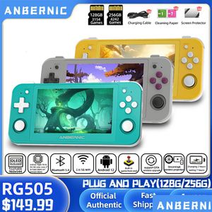 Joueurs de jeux portables Anbernic RG505 Console de poche Android 12 Système Unisoc Tiger T618 4,95 pouces Oled avec Hall Joyctick Ota Upda Dhcmx