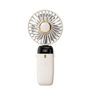 Ventilador portátil de mano Pantalla digital 5 velocidades Plegable Batería de 3000 mAh Escritorio de mano para el cuello Mini ventilador de refrigeración personal 3 en 1 para maquillaje Oficina Viajes al aire libre