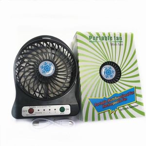 Ventilador USB portátil recargable para el hogar, mini ventilador de escritorio refrigerado por aire de 3 velocidades con batería 18650 y luz LED, adecuado para viajes y campamentos