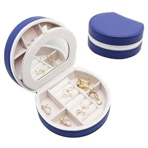 Boîte à bijoux Portable, organisateur, étui à bijoux en cuir PU avec miroir pour bagues, boucles d'oreilles, colliers, boîtes cadeaux de voyage