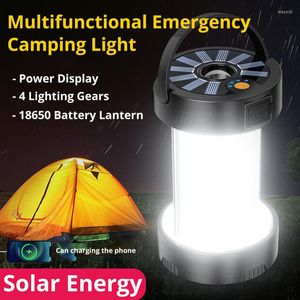 Lanternes portatives 1000watts lumière de camping d'urgence multifonctionnelle 18650 batterie tente lanterne flash éclairage lampe de banque d'alimentation à énergie solaire