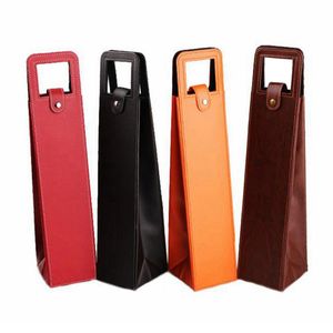 Bolsa de vino de cuero portátil, envoltura de regalo, botellas de vino individuales de lujo, bolsas de embalaje, regalos de vacaciones de moda, suministros de embalaje, 4 colores