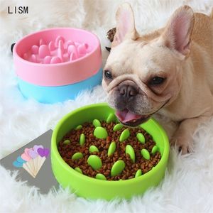 Portable Pet Dog Nourrir les bols de nourriture Anti étouffement Bol de nourriture pour chien en plastique Slow Feeder Anti-Gulping Food Plate Pet Cat Vaisselle Y200922