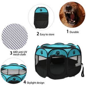 Portable Pet Dog Playpen Tent Crate Room Folding Pet Big Tent Dog House Cage Puppy Kennel Durable Outdoor Octagon Fence Pet Home LJ201203