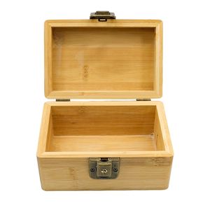 Portable Fumer Stash Case Bois De Bambou Naturel Herbe Sec Tabac Épice Miller Broyeur Bocaux De Stockage Serrure Conteneur Pill Tray Preroll Rolling Cigarette Holder Box