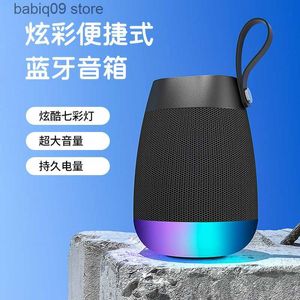 Portable Speakers 2023 New Wireless Bluetooth Speaker with Heavy Bass and Atmosphere LED Light Fabric Waterproof Small Sound Outdoor Audio T230609