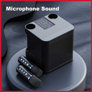 Haut-parleurs portables Famille KTV Ensemble audio double microphone sans fil intégré Machine à chanter en plein air Portable Karaoké Bluetooth Haut-parleur Boîte pour la maison Q230904