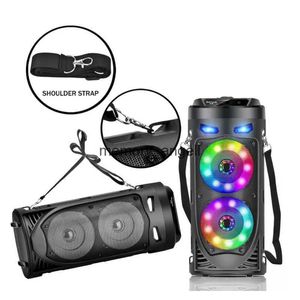 Haut-parleurs portables Haute puissance double klaxon LED couleur Flash fête DJ boîte à son extérieur Portable karaoké haut-parleur Bluetooth avec Microphone Caixa De Som HKD230905