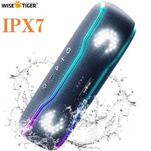 Portable Speakers WISETIGER Bluetooth Speaker Outdoor IPX7 Waterproof 25W BT53 Loudspeaker Stereo Surround Speaker with Cool Pulsing EQ Lights Z0317