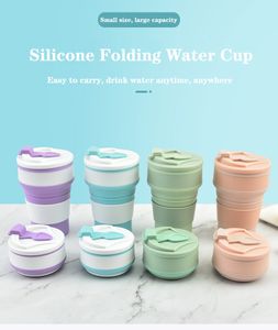 Vasos portátiles taza de agua plegable de silicona 350ml taza de enjuague bucal de viaje retráctil café creativo resistencia a altas temperaturas