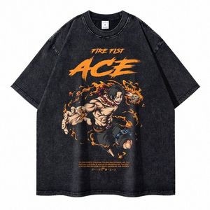 Portgas D Ace T-shirts Vintage Mer Anime One Piece T-shirt Luffy Rétro Manches Courtes Manga Yamato Ty Ty Chopper Tops T-shirts v7B2 #