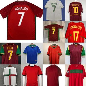 Portugal Club Ensembles complets Rétro Ronaldo Soccer Jerseys 1998 1999 2010 2012 2002 2004 2006 RUI COSTA FIGO NANI PEPE Chemises de football classiques Camisetas de futbol Vintage