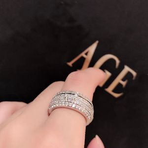 Posesión serie anillo rosa rosa extremadamente 18k chapado en oro plata esterlina joyería de lujo rotatable exquisito regalo marca diseño anillos diamants clásico estilo