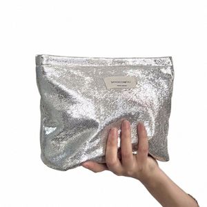 Pochette d'embrayage Glitter Zip Sac de rangement, sac de maquillage de voyage multi-fonctionnel de grande capacité pour femmes, sac W J3a2 #