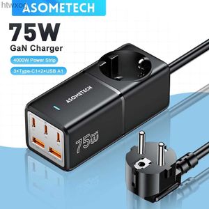 Prise de câble d'alimentation 75W GaN Chargeur Chargeur rapide Multiprise de bureau QC4.0 PD3.0 Station de charge pour IPhone 14 Pro Max Samsung MacBook YQ240117