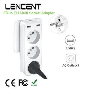 Fiche de câble d'alimentation LENCENT FR vers EU Prise murale multiple avec 3 prises AC et 2 ports USB Adaptateur 6 en 1 Protection contre les surcharges pour la maison/le bureau 230701