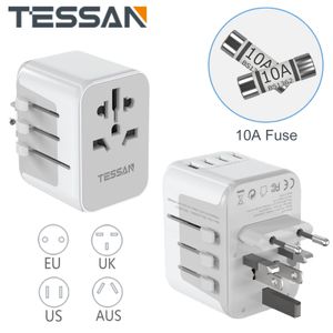 Enchufe del cable de alimentación TESSAN Adaptador de viaje universal Adaptador de enchufe internacional Toma de corriente Convertidor de cargador de pared con 4 puertos USB a UE AU Reino Unido EE. UU. 230701