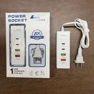 Regleta 2 PUERTOS USB + Puerto 2PD tipo C Cargador rápido de 20 w Toma eléctrica Toma de corriente universal PD QC3.0 para extensión de tira de toma de corriente para oficina en casa