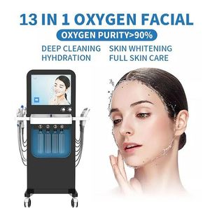 Puissant 13 en 1 Microdermabrasion Hydro dermabrasion faciale Bio micro Vacuum Oxygen Jet Facial Machine Soins de la peau rajeunissement de la peau Blackhead Removal machine