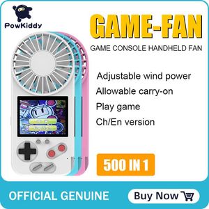 Powkiddy D-5 Ventilateur électrique Console de jeu 8 bits Écran HD 2,4 pouces Intégré 500 Refroidissement Soulagement de la chaleur Cadeau pour enfants Joueurs portables