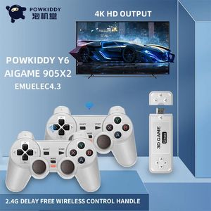 Powkiddy Y6 Home mini4K HD TV stick 3D consola de juegos de doble mango CPU AIGAME 905X2 RAM DDR3 1GB compatible con varios idiomas 240123