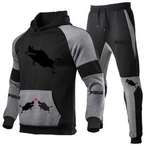 Pqmba 2021 moda otoño nuevo traje deportivo de ocio para hombres, gran oferta de Fitness, sudaderas con capucha, 2 conjuntos de chándal m Y0831