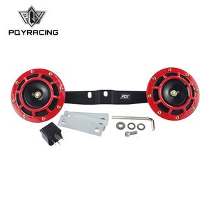 PQY - 2PCS 12V 115DB HELLA Super Loud Compact Electric Blast Tone Horn Kit avec support pour moto et voiture LB31 + DHB01