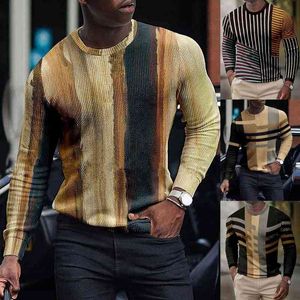 Pratique hommes sweat élégant fil poignets confortable Patchwork 3D impression pull laine tricoté pull en cachemire L220730