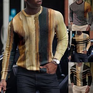 Pratique hommes sweat élégant fil poignets confortable Patchwork 3D impression pull laine tricoté pull en cachemire L220801