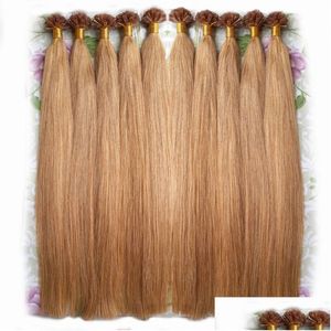 Extensions de cheveux pré-liés extension de pointe plate kératine fusion humain 0,5 g 0,7 g 1 g / s 100Stands de haute qualité Italie usine Drop Drop dhxtx