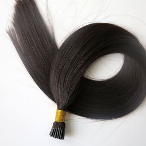 Extensions de cheveux humains brésiliens pré-collés I Tip 50g 50Strands 20 22inch # 1B / Off Black Indian Straight hair products