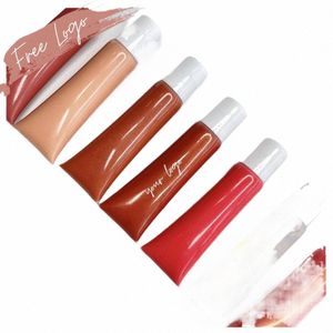 Brillant à lèvres pré-fabriqué Couleurs Nude Pigmenté Grossiste Étiquette Privée Logo Imprimé Paquet 15 ml Squeeze Tube Vegan Cruelty Free X3sV #